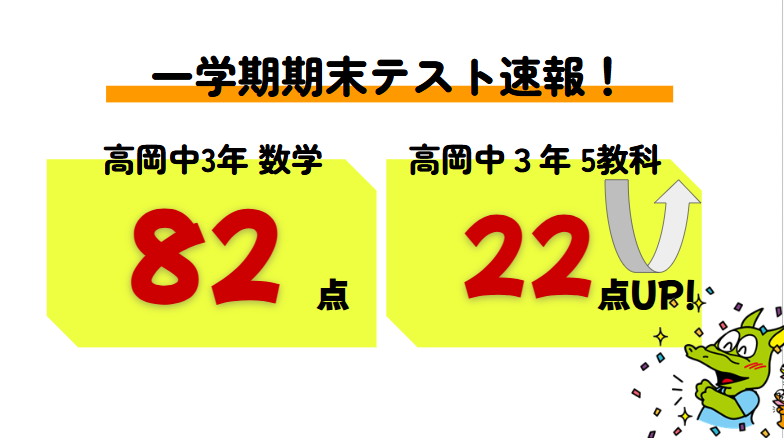 エディック個別 大久保校-1学期期末テストの結果-高岡中3年